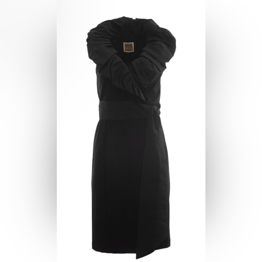 NUE by Shani-Women's Black Ruffle Collar Cocktail Dress, Size 8,NWT!